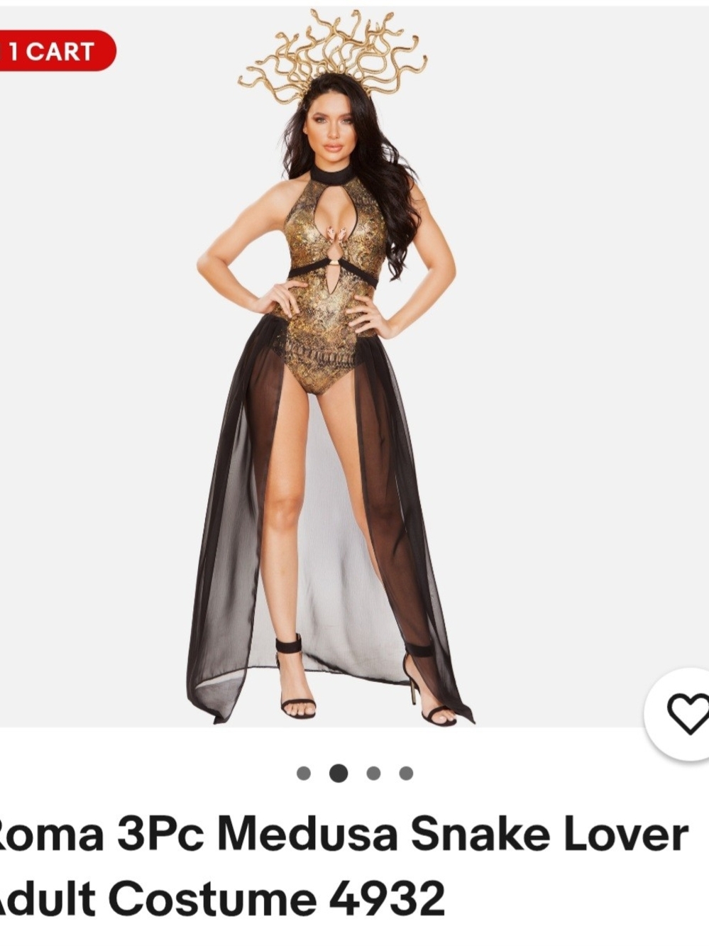 NWT Halloween 2Pc Medusa Snake Lover Adult Costume Black & Gold Maxi